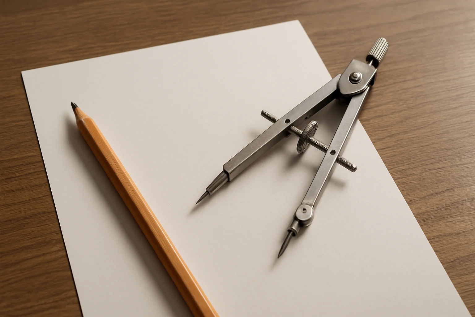 Schreibtisch mit Unterlagen und Werkzeugen für Energieausweis - Maßband, Lineal, Taschenrechner, Stift; ohne Text oder Logos